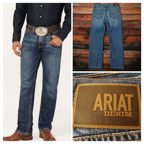 Ariat Jeans Mens 33X30 M2 Marty Relaxed Boot Cut 100% Cotton Blue Denim - Picture 1 of 12